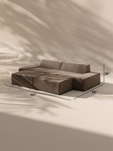 Modo 2 Piece (102") Sofa + 2 Ottoman - Velvet - Portobello