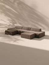 Modo 3 Piece (142") Sofa + 2 Ottoman - Velvet - Portobello