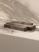 Modo 3 Piece (142") Sofa + Ottoman - Velvet - Portobello