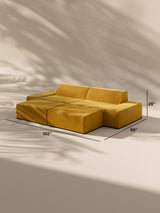 Modo 2 Piece (102") Sofa + Ottoman - Velvet - Saffron