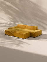 Modo 2 Piece (102") Sofa + 2 Ottoman - Velvet - Saffron