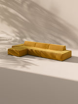 Modo 3 Piece (142") Sofa + Ottoman - Velvet - Saffron