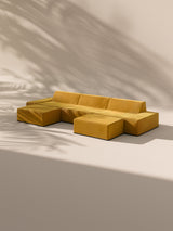 Modo 3 Piece (142") Sofa + 2 Ottoman - Velvet - Saffron