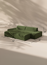 Modo 2 Piece (102") Sofa + 2 Ottoman - Performance Fabric - Sage