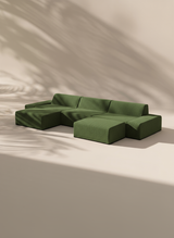 Modo 3 Piece (142") Sofa + 2 Ottoman - Performance Fabric - Sage