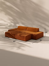 Modo 2 Piece (102") Sofa + 2 Ottoman - Velvet - Tangerine