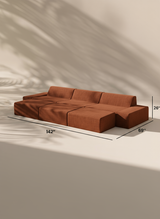 Modo 3 Piece (142") Sofa + 2 Ottoman - Performance Fabric - Terracotta
