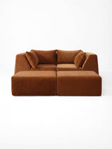 Modo 2 Piece (86") High-Arm Sofa - Velvet - Cognac