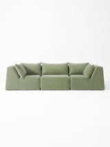 Modo 3 Piece (126") High-Arm Sofa - Velvet - Aqua