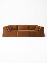 Modo 3 Piece (126") High-Arm Sofa - Velvet - Cognac