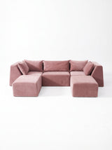 Modo 3 Piece (126") High-Arm Sofa - Velvet - Faded Rose