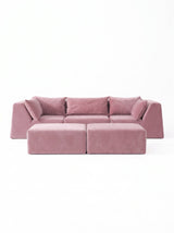 Modo 3 Piece (126") High-Arm Sofa - Velvet - Faded Rose