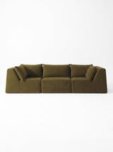 Modo 3 Piece (126") High-Arm Sofa - Velvet - Moss