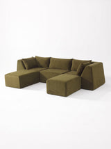 Modo 3 Piece (126") High-Arm Sofa - Velvet - Moss