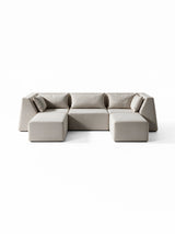 Modo 3 Piece (126") High-Arm Sofa - Performance Fabric - Natural