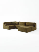 Modo 4-piece armless modular sectional sofa in moss green performance fabric, studio photo