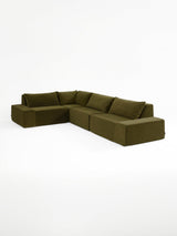 Modo 4-piece modular sectional sofa, Classic configuration, in moss green performance fabric, studio photo