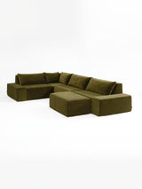 Modo 4-piece modular sectional sofa, Classic configuration, in moss green performance fabric, studio photo