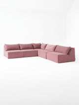 Modo 5-piece armless modular sectional sofa in faded rose pink performance fabric, studio photo