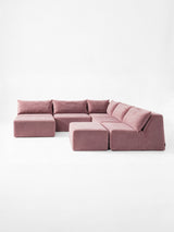 Modo 5-piece armless modular sectional sofa in faded rose pink performance fabric, studio photo
