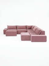 Modo 5-piece modular sectional sofa, Classic configuration, in faded rose pink performance fabric, studio photo