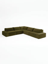 Modo 5-piece modular sectional sofa, Classic configuration, in moss green performance fabric, studio photo