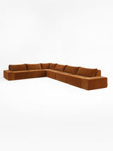 Modo 6-piece modular sectional sofa, Classic configuration, in cognac brown performance fabric, studio photo