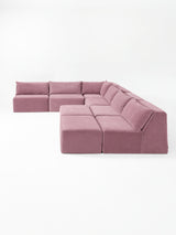 Modo 6-piece armless modular sectional sofa in faded rose pink performance fabric, studio photo