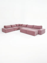 Modo 6-piece modular sectional sofa, Classic configuration, in faded rose pink performance fabric, studio photo