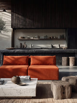Modo Armless (80") Sofa - Velvet - Tangerine