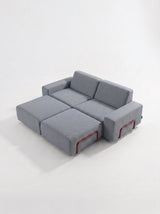 Modo 2 Seater Outdoor Sofa + 2 Ottoman - Navy with Malbec Aluminum