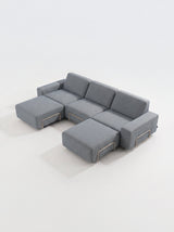 Modo 3 Seater Outdoor Sofa + 2 Ottoman - Navy with Stone Aluminum