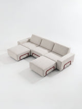 Modo 3 Seater Outdoor Sofa + 2 Ottoman - Oat with Malbec Aluminum