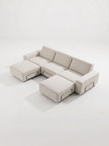 Modo 3 Seater Outdoor Sofa + 2 Ottoman - Oat with Stone Aluminum