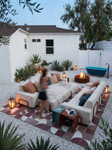 Modo 3 Seater Outdoor Sofa + 2 Ottoman - Oat with Malbec Aluminum