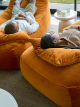 Dume Lounge Chair + Ottoman Velvet - Tangerine