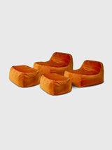 Dume Lounge Chair + Ottoman Velvet (Set of Two) - Tangerine
