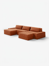 Modo 3 Piece (142") Sofa + 2 Ottoman - Performance Fabric - Terracotta