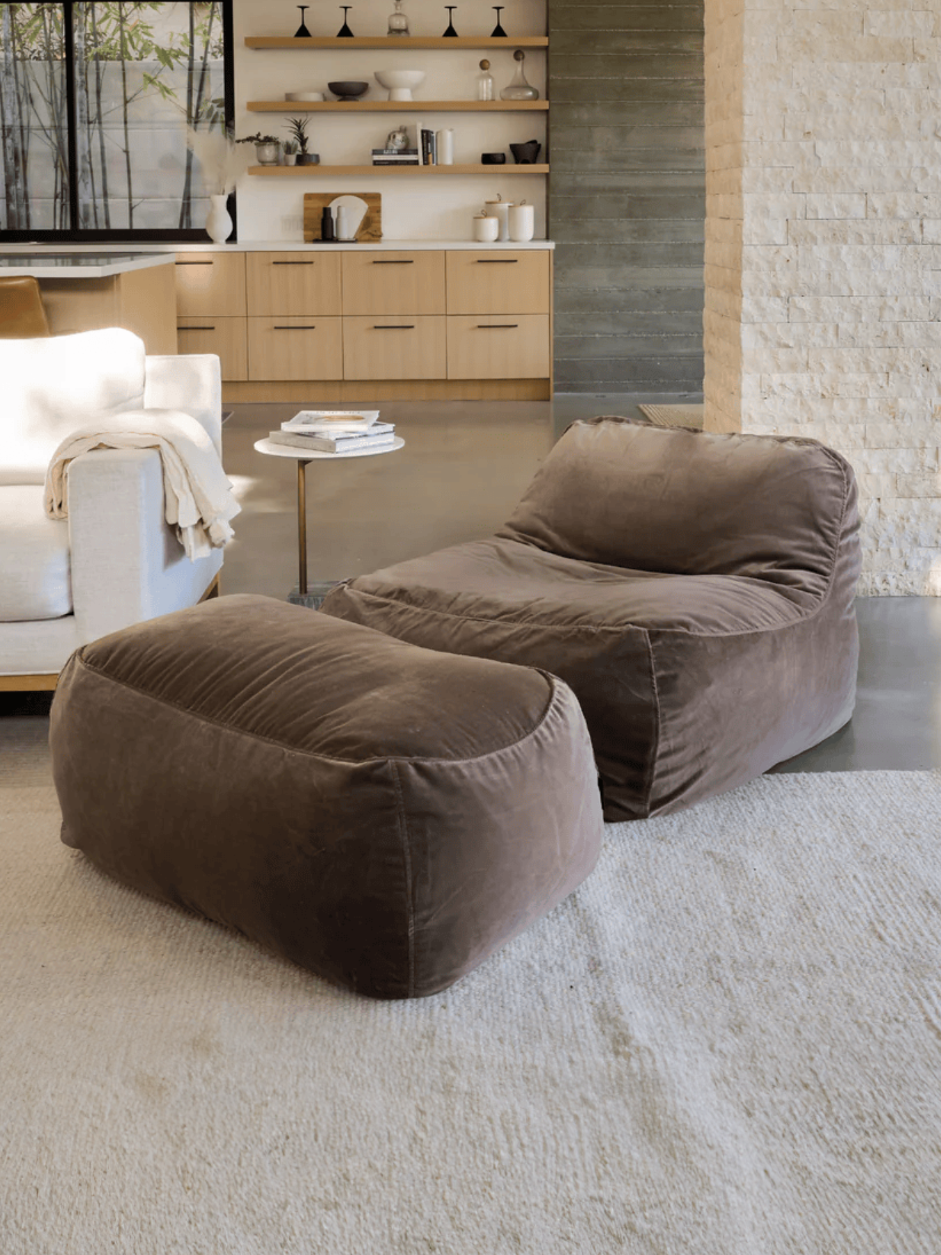 Dume Lounge Chair + Ottoman Velvet - Portobello – Palermo House