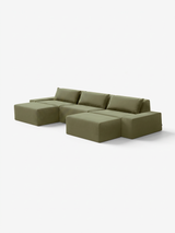 Modo 3 Piece (142") Sofa + 2 Ottoman - Velvet - Aqua