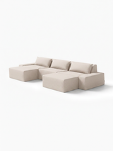 Modo 3 Piece (142") Sofa + 2 Ottoman - Velvet - Marshmallow