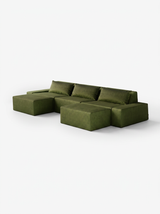 Modo 3 Piece (142") Sofa + 2 Ottoman - Velvet - Moss