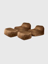 Dume Lounge Chair + Ottoman Velvet (Set of Two) - Cognac