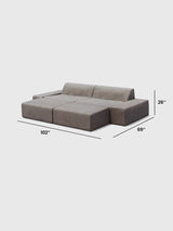 Modo 2 Piece (102") Sofa + 2 Ottoman - Performance Fabric - Natural