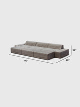 Modo 3 Piece (142") Sofa + 2 Ottoman - Performance Fabric - Natural