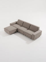 Modo 3 Seater Outdoor Sofa + Ottoman - Almond with Stone Aluminum