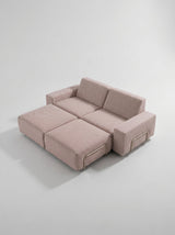 Modo 2 Seater Outdoor Sofa + 2 Ottoman - Burgundy with Stone Aluminum