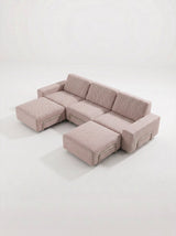 Modo 3 Seater Outdoor Sofa + 2 Ottoman - Burgundy with Stone Aluminum