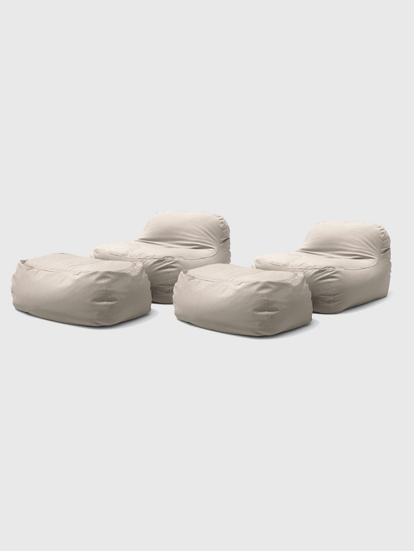 Dume Lounge Chair + Ottoman Performance Fabric (Set of Two) - Natural