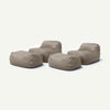 Dume Lounge Chair + Ottoman Vegan Leather (Set of Two) - Stone